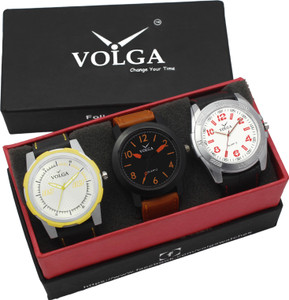 Volga VLW05-19-29-43 Mens Leather Belt Combo With Designer Stylish Branded Trendy box Analog Watch - For Men