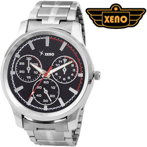 Xeno BN_C2D59_OLD Date Day Chronograph Pattern Silver Metal Black Dial New Look Fashion Stylish Modish Analog Watch - For Boys