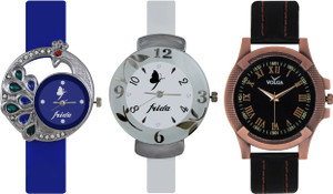 Frida Designer VOLGA Beautiful New Branded Type Watches Men and Women Combo535 VOLGA Band Analog Watch - For Couple