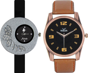 Frida Designer VOLGA Beautiful New Branded Type Watches Men and Women Combo16 VOLGA Band Analog Watch - For Couple