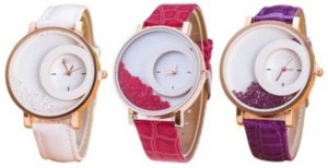 Mxre K-00138 White Pink Purple Wrangler Diamonds Analog Watch  - For Women