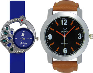 Frida Designer VOLGA Beautiful New Branded Type Watches Men and Women Combo59 VOLGA Band Analog Watch - For Couple