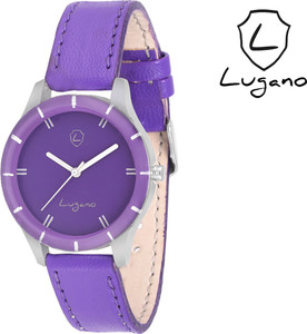 Lugano DE2012 Purple Leaher Analog Watch - For Women