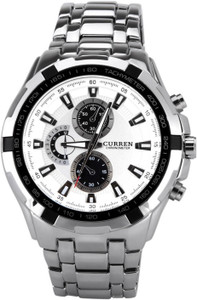 Curren 8023M Formal White Analog Watch - For Men
