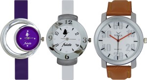 Frida Designer VOLGA Beautiful New Branded Type Watches Men and Women Combo724 VOLGA Band Analog Watch  - For Couple