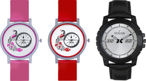 Volga Designer FVOLGA Beautiful New Branded Type Watches Men and Women Combo158 VOLGA Band Analog Watch - For Couple