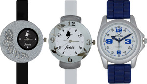 Frida Designer VOLGA Beautiful New Branded Type Watches Men and Women Combo372 VOLGA Band Analog Watch - For Couple