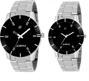 Carios CR1010 High Quality Combos of Gents And Ladies Well Looking Attractive Black Dial Explorer Chian Analog Watch - For Men & Women