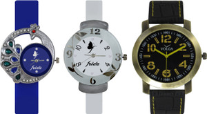 Frida Designer VOLGA Beautiful New Branded Type Watches Men and Women Combo545 VOLGA Band Analog Watch - For Couple