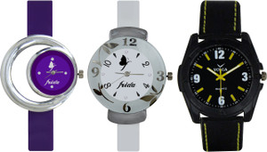 Frida Designer VOLGA Beautiful New Branded Type Watches Men and Women Combo714 VOLGA Band Analog Watch - For Couple