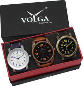 Volga VLW05-11-22-33 Mens Leather Belt Combo With Designer Stylish Branded Attractive box Analog Watch - For Men