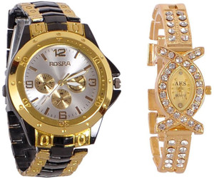 Rosra Stainless Steel Analog Couple Watchs Analog Watch - For Couple