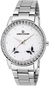 Decode Ladies Crystal Studded 21-030 White Analog Watch - For Women