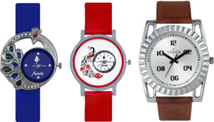Volga Designer FVOLGA Beautiful New Branded Type Watches Men and Women Combo132 VOLGA Band Analog Watch - For Couple