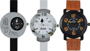 Frida Designer VOLGA Beautiful New Branded Type Watches Men and Women Combo384 VOLGA Band Analog Watch - For Couple