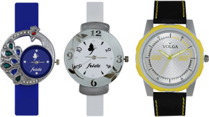 Volga Designer FVOLGA Beautiful New Branded Type Watches Men and Women Combo147 VOLGA Band Analog Watch - For Couple