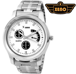 Xeno BN_C2D2WH_OLD Date Day Chronograph Pattern Silver Metal White Dial New Look Fashion Stylish Modish Analog Watch  - For Men