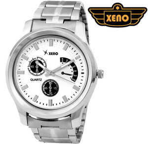 Xeno BN_C2D2WH_OLD Date Day Chronograph Pattern Silver Metal White Dial New Look Fashion Stylish Modish Analog Watch - For Men