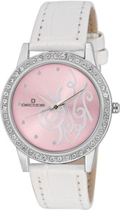 Decode Ladies Crystal Studded ST-501 Pink White Analog Watch - For Women