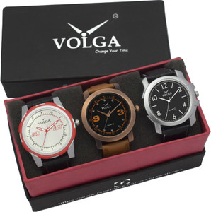 Volga VLW05-21-35-42 Mens Leather Belt Combo With Designer Stylish Branded Trendy box Analog Watch - For Men