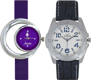 Frida Designer VOLGA Beautiful New Branded Type Watches Men and Women Combo129 VOLGA Band Analog Watch - For Couple