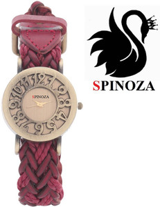 Spinoza Maroon Leather watch for girls Analog Watch - For Women