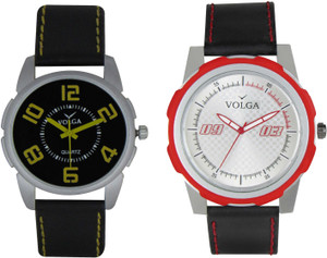 Volga Branded Leather Quality Designer Dial Diwali Special Combo512 Designer Sport Looks WaterProof Mens Watch Analog Watch - For Men