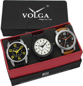 Volga VLW05-16-25-28 Mens Leather Belt Combo With Designer Stylish Branded Trendy box Analog Watch - For Men