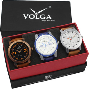 Volga VLW05-21-27-41 Mens Leather Belt Combo With Designer Stylish Branded Trendy box Analog Watch - For Men