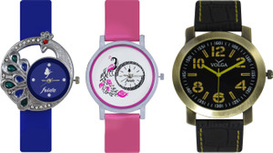 Frida Designer VOLGA Beautiful New Branded Type Watches Men and Women Combo434 VOLGA Band Analog Watch - For Couple