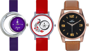 Frida Designer VOLGA Beautiful New Branded Type Watches Men and Women Combo682 VOLGA Band Analog Watch - For Couple