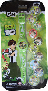 Creator Ben-10 With Ten Dial Stickers Digital Watch - For Boys & Girls