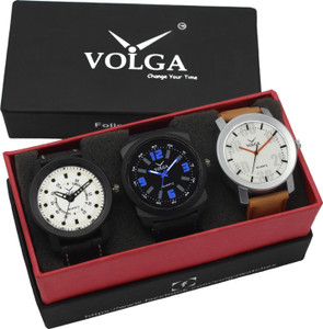 Volga VLW05-16-27-32 Mens Leather Belt Combo With Designer Stylish Branded Trendy box Analog Watch - For Men