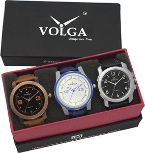 Volga VLW05-21-35-41 Mens Leather Belt Combo With Designer Stylish Branded Trendy box Analog Watch - For Men