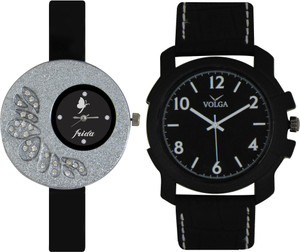 Frida Designer VOLGA Beautiful New Branded Type Watches Men and Women Combo8 VOLGA Band Analog Watch - For Couple
