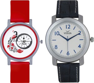 Frida Designer VOLGA Beautiful New Branded Type Watches Men and Women Combo153 VOLGA Band Analog Watch  - For Couple
