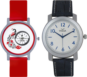 Frida Designer VOLGA Beautiful New Branded Type Watches Men and Women Combo153 VOLGA Band Analog Watch - For Couple