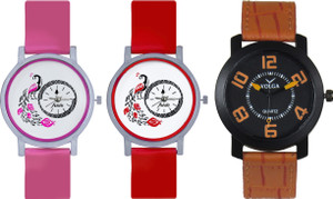 Frida Designer VOLGA Beautiful New Branded Type Watches Men and Women Combo606 VOLGA Band Analog Watch - For Couple