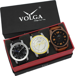 Volga VLW05-22-39-43 Mens Leather Belt Combo With Designer Stylish Branded Trendy box Analog Watch - For Men
