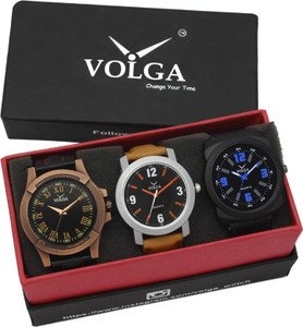 Volga VLW05-23-28-32 Mens Leather Belt Combo With Designer Stylish Branded Analog Watch - For Men