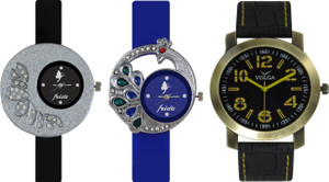 Frida Designer VOLGA Beautiful New Branded Type Watches Men and Women Combo249 VOLGA Band Analog Watch - For Couple