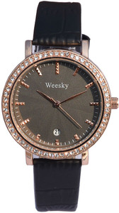 Aelo Trend Arrest- Black Leather Strap Analog Watch - For Women