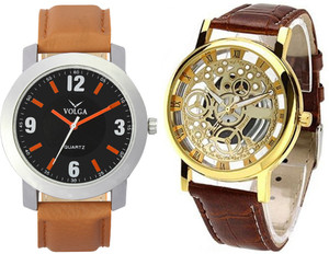 Volga Open Mechanical Fancy Look New Latest Collection Young Boys Lather Designer belt With Best Offers Super28 Men Sport Stylish Analog Watch - For Men