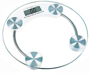 Inventure Retail Round Thick Tempered Glass Electronic Digital Personal Bathroom Health Body Weight Weighing Scale