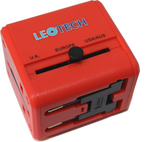 LEOTECH LEOTECH UNIVERSAL TRAVEL ADAPTOR RED Worldwide Adaptor