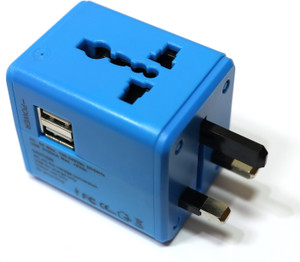 LEOTECH UNIVERSAL TRAVEL ADAPTOR USB BLUE Worldwide Adaptor