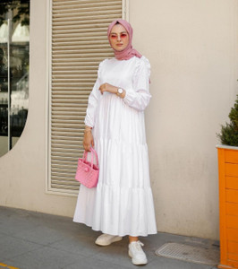 bhavyata A2 WHITE RAYON S Polyester Solid Abaya Price in India