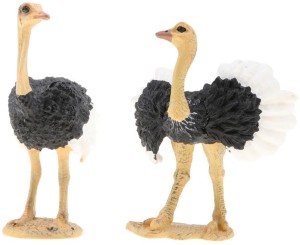 Aydinids 2 Pcs Ostrich Figurine Realistic Simulation Ostrich Wild Animals  Birds Model Figurines for Birthday Gift