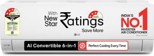 LG 2026 Model 1 ton 3 Star Split Inverter Faster Cooling and Energy Saving, AI Convertible 6-in-1 Cooling, Him Clean, VIRAAT Mode and Diet Mode Plus A