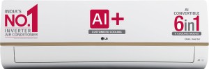 LG AI Convertible 6-in-1 Cooling 2023 Model 1 Ton 5 Star Split AI Dual Inverter 4 Way Swing, HD Filter with Anti-Virus Protection AC with Wi-fi Connect  - Gold Deco